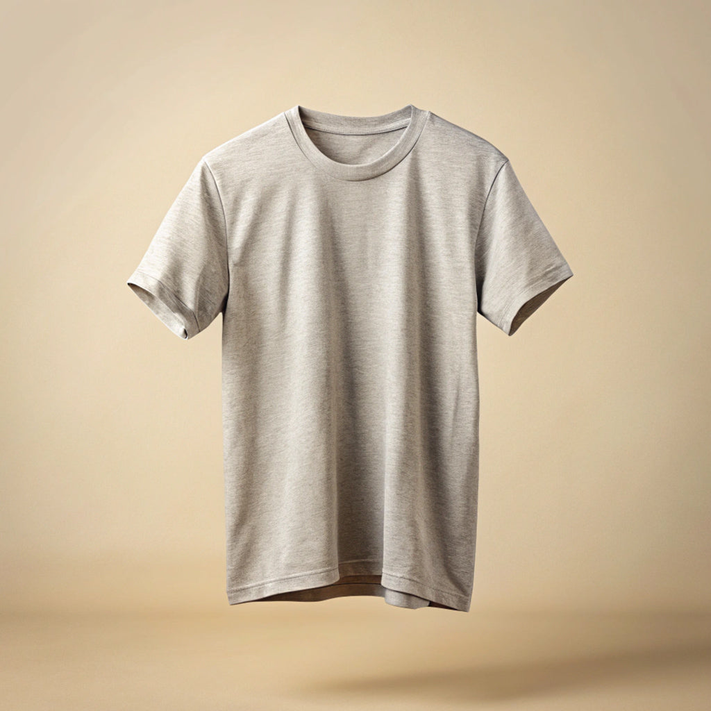 Grey Melange Plain T-Shirt