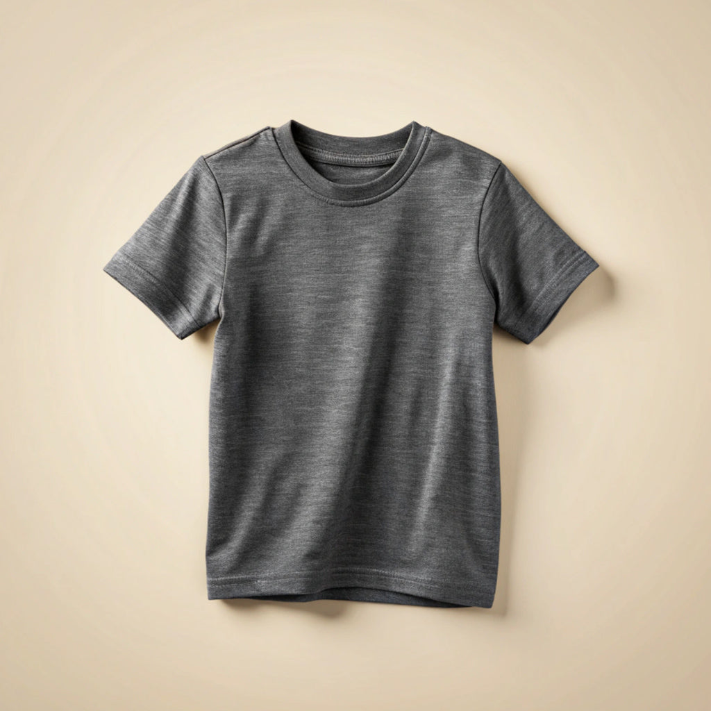 Charcoal Melange Kids Plain T-Shirt