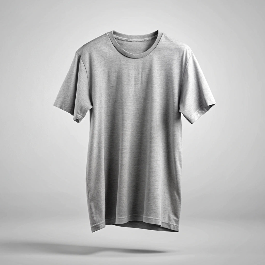 Grey Melange Plain Oversized T-Shirt