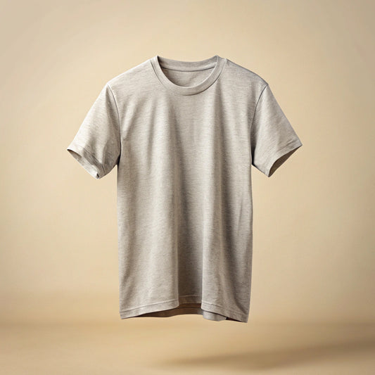 Grey Melange Plain T-Shirt