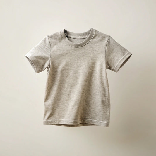 Grey Melange Kids Plain T-Shirt