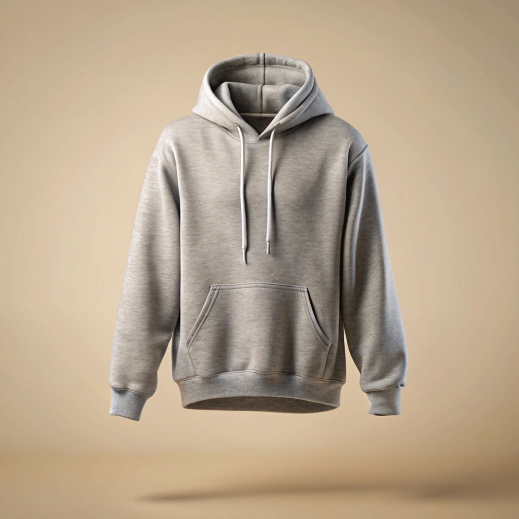 Grey Melange Plain Hoodie