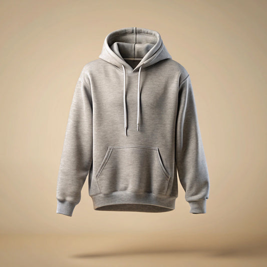 Grey Melange Plain Hoodie
