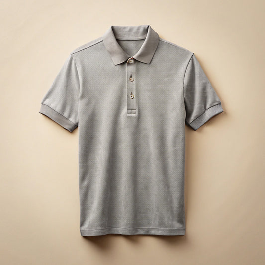 Grey Melange Plain Polo T-Shirt