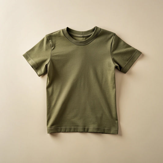 Olive Green  Kids Plain T-Shirt